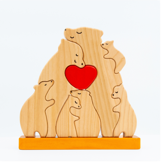Bear Family™ personalized wooden bear family puzzle with names