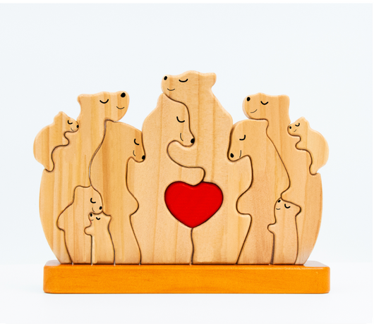 Bear Family™ personalized wooden bear family puzzle with names