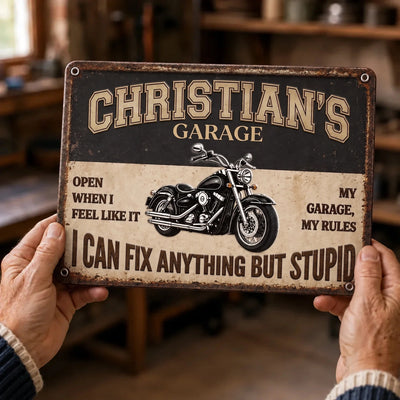 Garage King™ personalized vintage metal garage sign for Grandpa