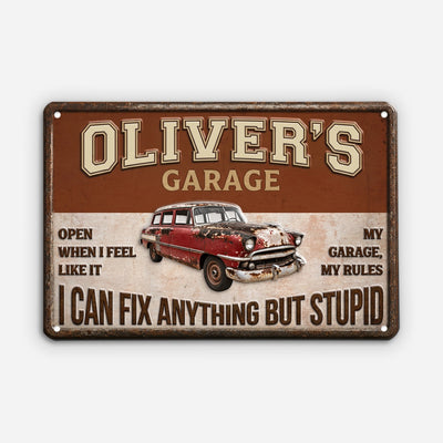 Garage King™ personalized vintage metal garage sign for Grandpa