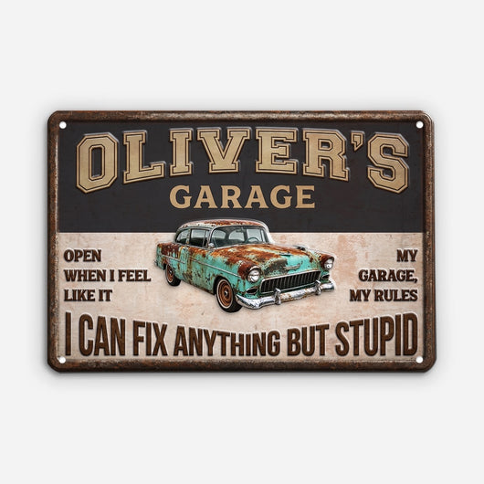 Garage King™ personalized vintage metal garage sign for Grandpa