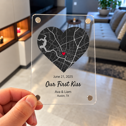 The Day We Met™ - Personalized Magnetic Plaque for Couples