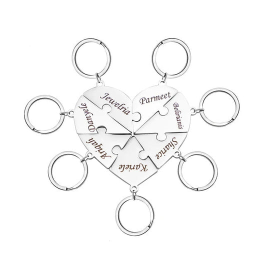 Family Ties™ – Personalized Heart Puzzle Keychain Set