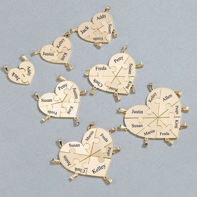 Family Ties™ – Personalized Heart Puzzle Keychain Set