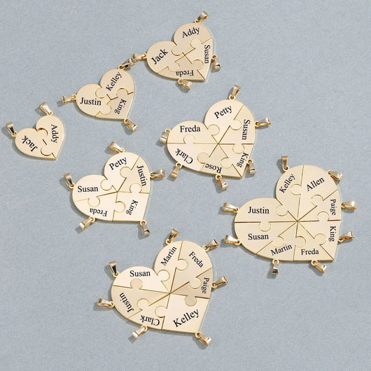 Family Ties™ – Personalized Heart Puzzle Keychain Set
