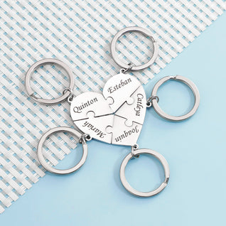 Family Ties™ – Personalized Heart Puzzle Keychain Set