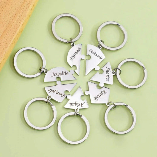 Family Ties™ – Personalized Heart Puzzle Keychain Set