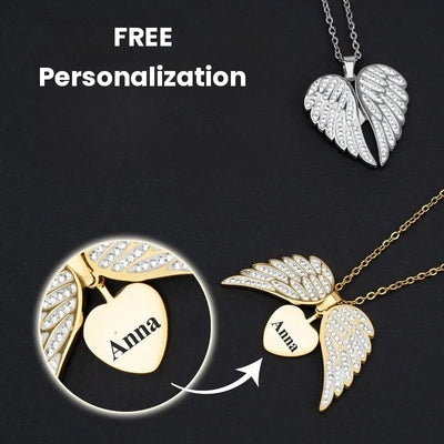 Guardian Angel™ personalized engraved angel wing necklace