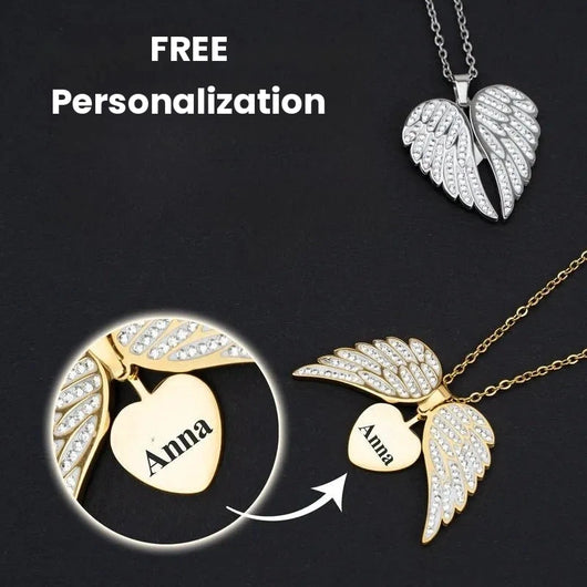 Guardian Angel™ personalized engraved angel wing necklace