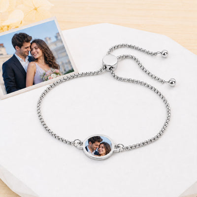 Platinum photo bracelet with a couple photo