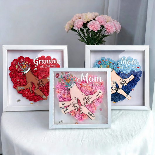 With Mom personalized floral family frame