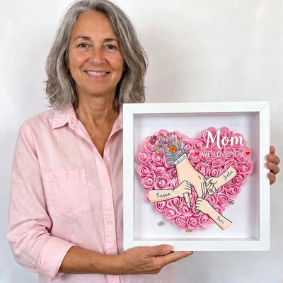 With Mom personalized floral family frame
