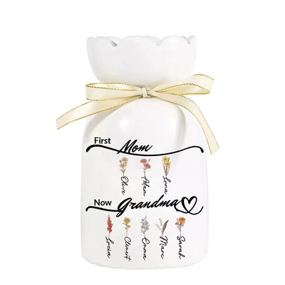 Blooming Names™ personalized ceramic family vase with names