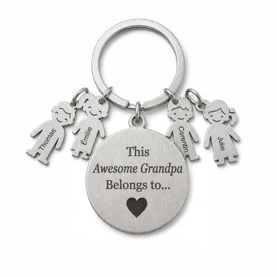Best Grandpa™ personalized keychain engraved with grandkids' names
