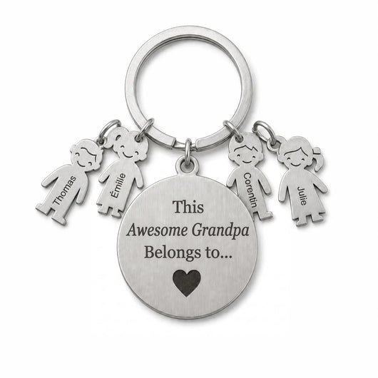 Best Grandpa™ personalized keychain engraved with grandkids' names