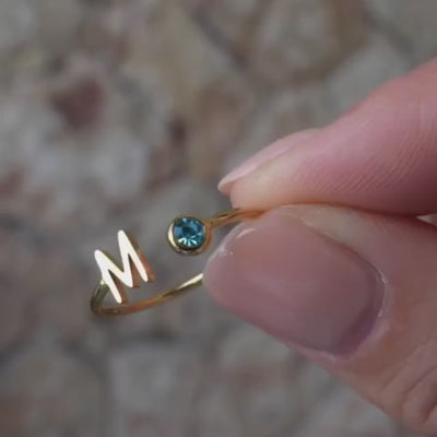 Precious™ personalized initial ring with birthstone