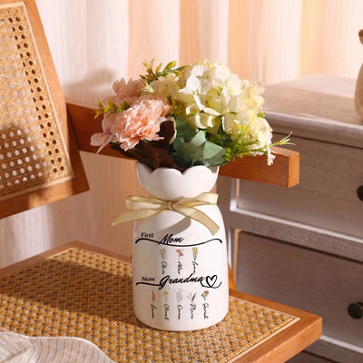 Blooming Names™ personalized ceramic family vase with names