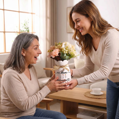 Blooming Names™ personalized ceramic family vase with names